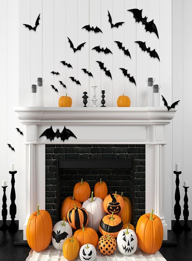 NEWMIAO 3D Bats Wall Decor, 170Pcs Bat Halloween Decorations, 6 Sizes Bats Windows Stickers, PVC Black Bat Stickers Halloween Party Supplies for DIY Home Wall Decals Hallowmas Indoor Decor - Image 4